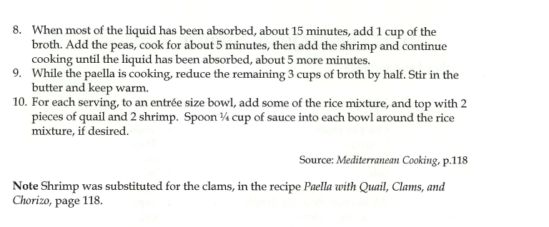 CIA paella with quail recipe